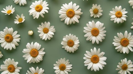 Serene White Daisies: Pure Beauty on Green Background