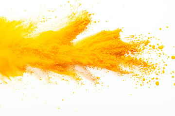 abstract yellow powder splash on white background