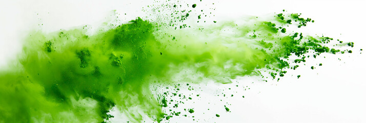 abstract green powder splash on white background