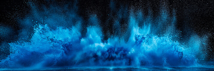 abstract blue powder splash on black background