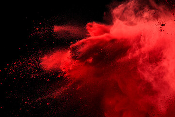 abstract red powder splash on black background