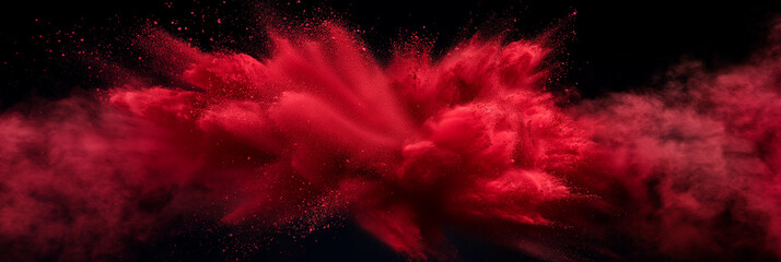 abstract red powder splash on black background