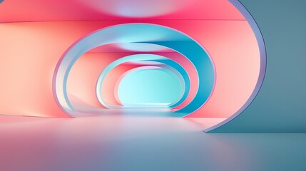 Abstract partition with soft hues of pink and blue, modern interior design, gentle lighting, elegant and calming, captured in photorealistic detail