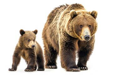 Fototapeta premium A mother bear and her two cubs in their natural habitat