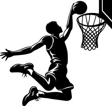 basketball players slam dunk vector illustration