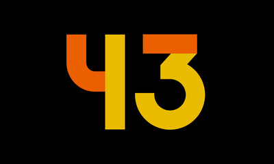 43 Orange Logo Number Half Yellow Simple
