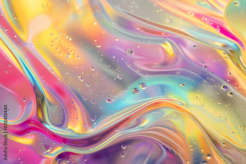 Aufkleber vibrant abstract fluid art featuring a mix of bright colors and droplets, creating a dynamic and liv