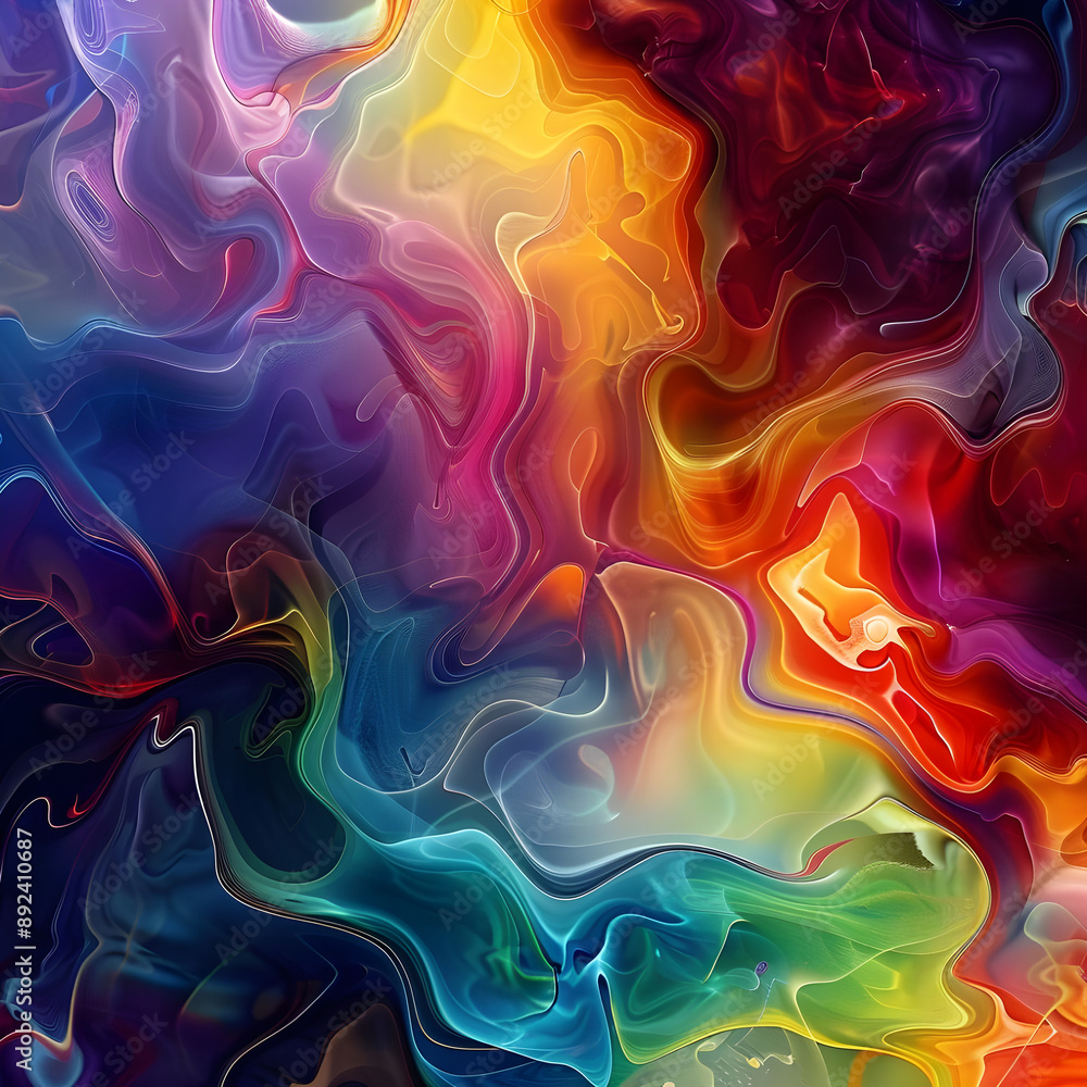 Poster Dynamic and colorful abstract art with vibrant swirling patterns, creating a lively and energetic visual effect.