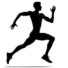 silhouette of a person running, silhouette of running man.