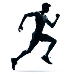 silhouette of a person running, silhouette of running man.