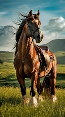 Fototapeta premium Elegant Horse in Pastoral Setting: Close-Up of a Horse in Nature