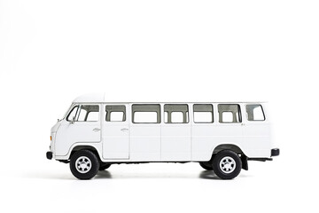 White Retro Van Isolated on White Background