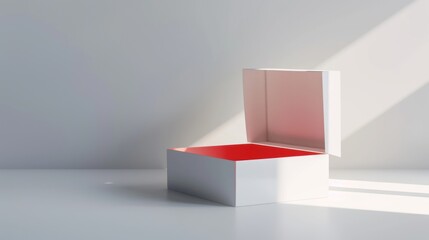 Fototapeta premium Open White Box with Red Interior