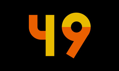 49 Orange Logo Number Half Yellow Simple