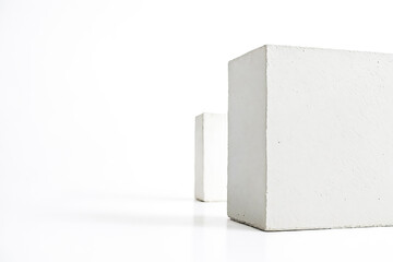 Minimalistic White Concrete Cube on White Background