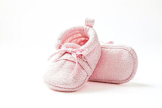 Pink Baby Booties Isolated on White