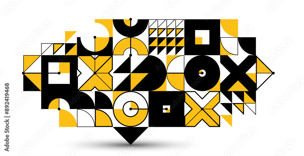 Poster abstract vector geometric background, tech engineering look like shapes and lines composition, mecha