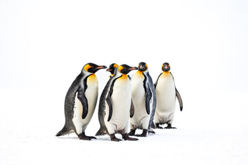 Fototapeta premium King Penguins Walking on Snow