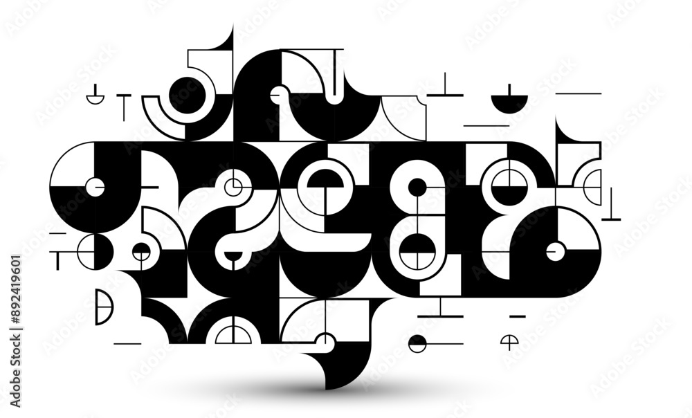 Poster abstract vector geometric background, tech engineering look like shapes and lines composition, mecha