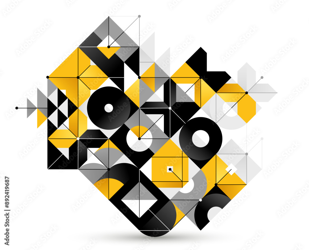 Poster abstract vector geometric background, tech engineering look like shapes and lines composition, techn