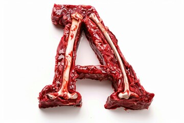 A creative illustration of a letter 'a' formed by raw meat, great for food or design concepts