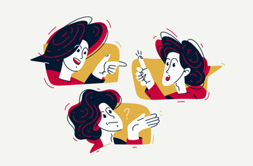 Group of young people having a discussion online via messenger, vector illustration of remote team in a conversation or brainstorm, business and work or webinar.