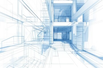 Obraz premium Architectural Blueprint of a Modern Building