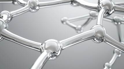 Complex silver plexus connections on a gradient gray background, ideal for business presentations, includes text space