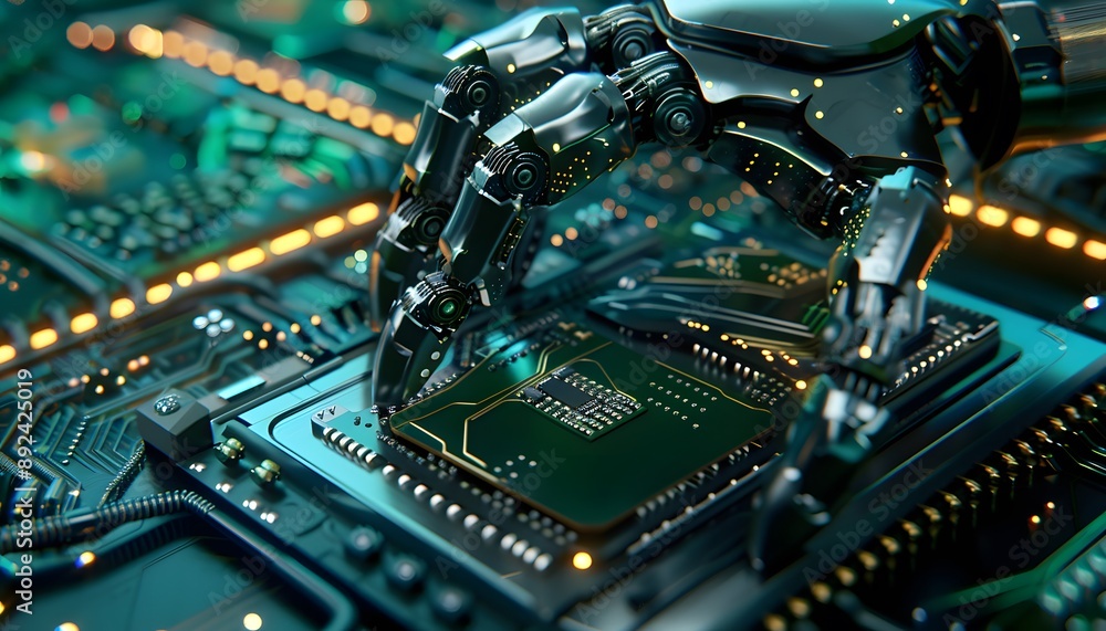 Poster robotic hand installing cpu