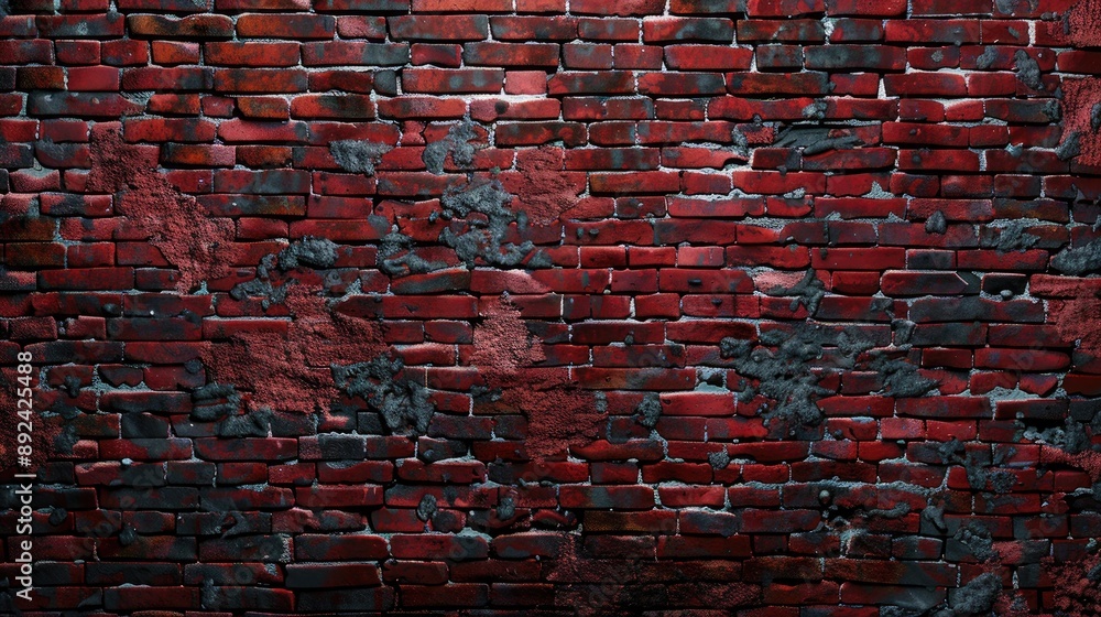 Poster textured red brick wall background with empty space for text
