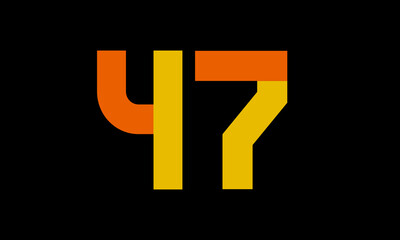 47 Orange Logo Number Half Yellow Simple