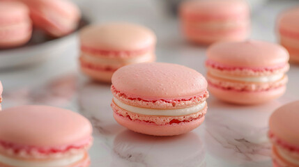 Obraz premium Freshly baked macarons with a perfect foot and smooth top