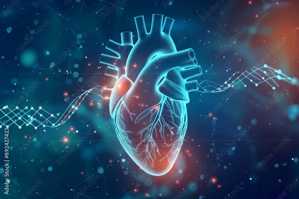 Poster digital heart in a network of data