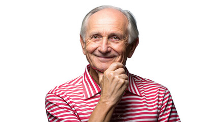 Obraz premium Portrait of a Smiling Senior Man Wearing a Striped Shirt