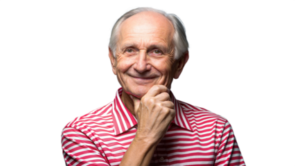Portrait of a Smiling Senior Man Wearing a Striped Shirt