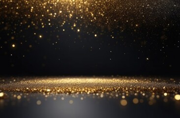 beautiful solemn and festive background for text, black with gold sparkles and shine