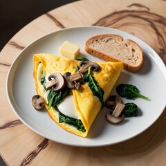 egg white omelet with spinach, mushrooms, and whole wheat toast