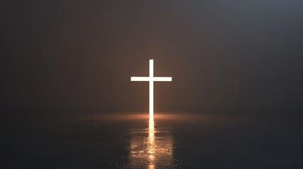 Minimalist cross with a soft glow background