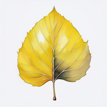 Isolated colorful fall autumn leaf watercolor painting