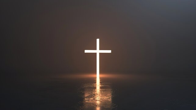 Minimalist cross with a soft glow background