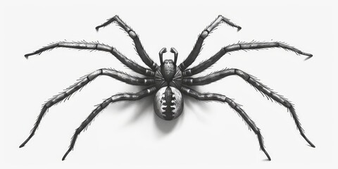 A simple illustration of a spider in black and white