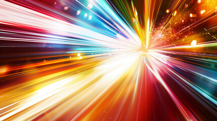 Abstract digital art depicting light streaks and a bright white center