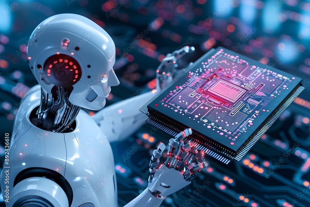 Poster artificial intelligence and microchip