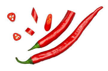 Pepper bitter isolated on a white background , top view