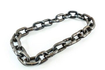 Obraz premium A close-up shot of a large metal chain lying flat on a white background