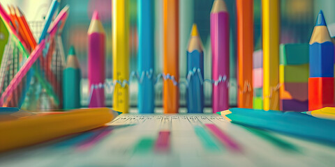 Obraz premium Graphic Narrative of Profits: An investment graph rising steeply, surrounded by pencils and a ruler