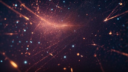 Obraz premium Cosmic Energy Flow: A mesmerizing spectacle of celestial bodies, fiery streaks, and ethereal dust clouds colliding in a cosmic ballet of creation and energy.