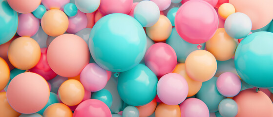 A vibrant collection of colorful spheres in soft pastel shades, creating a playful and modern design.