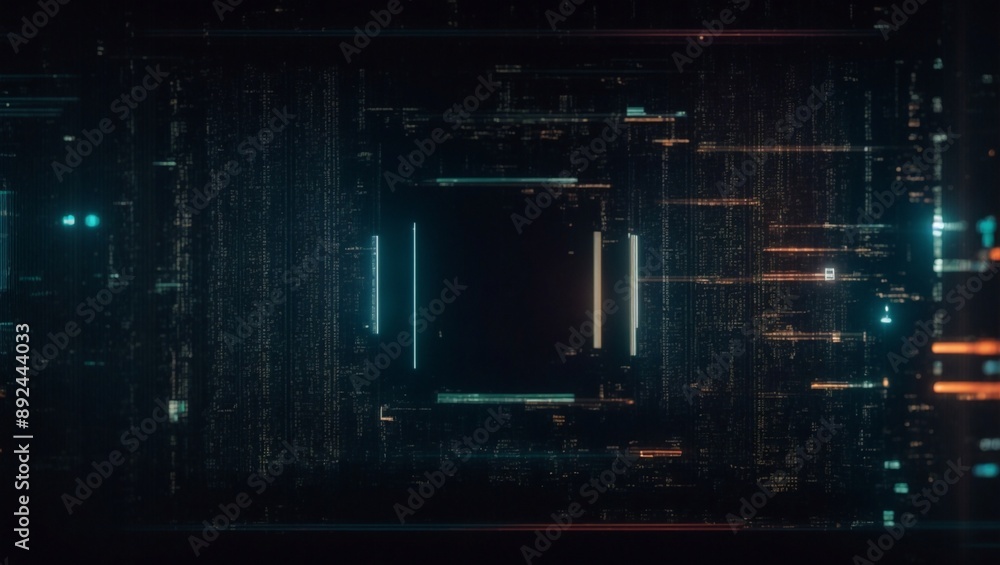 Poster abstract digital glitch: a mesmerizing abstract background of futuristic technology with a grid of d