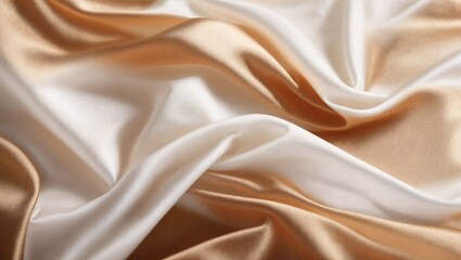 Obraz premium Luxurious Satin Drape: Creamy white and golden satin fabric flow together in a luxurious and elegant display of texture and light. 